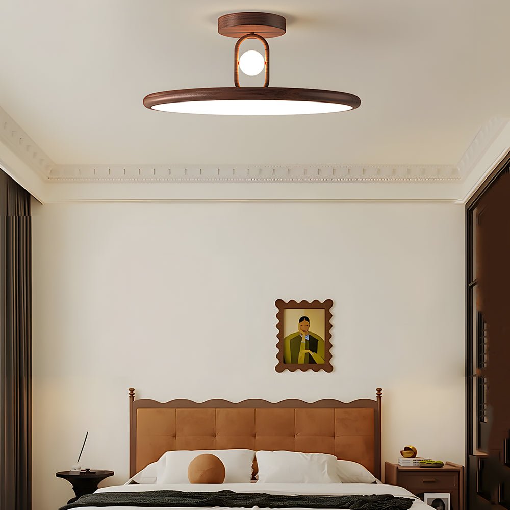15.7/19.7 - in Wood Grain Round Semi Flush Mount Ceiling Light