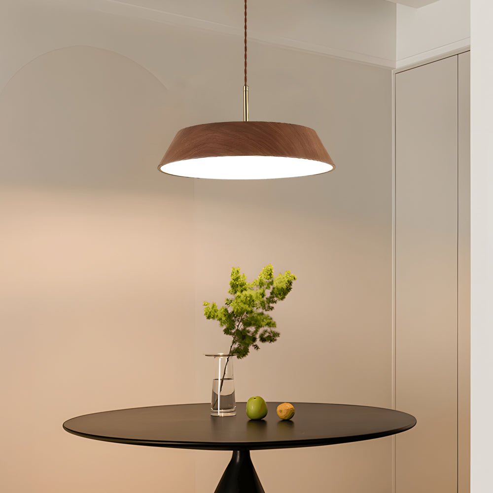 15.74 - Inch Round Wood Japanese Style LED Pendant Light