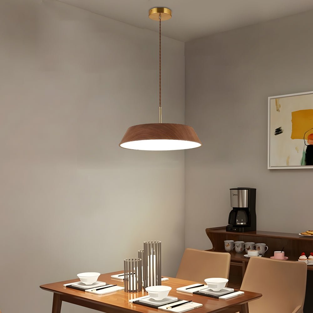15.74 - Inch Round Wood Japanese Style LED Pendant Light