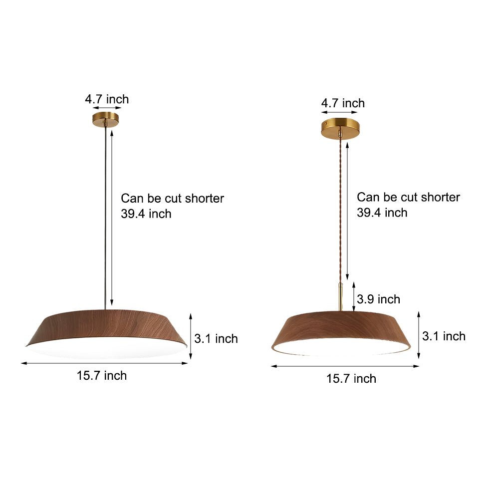 15.74 - Inch Round Wood Japanese Style LED Pendant Light