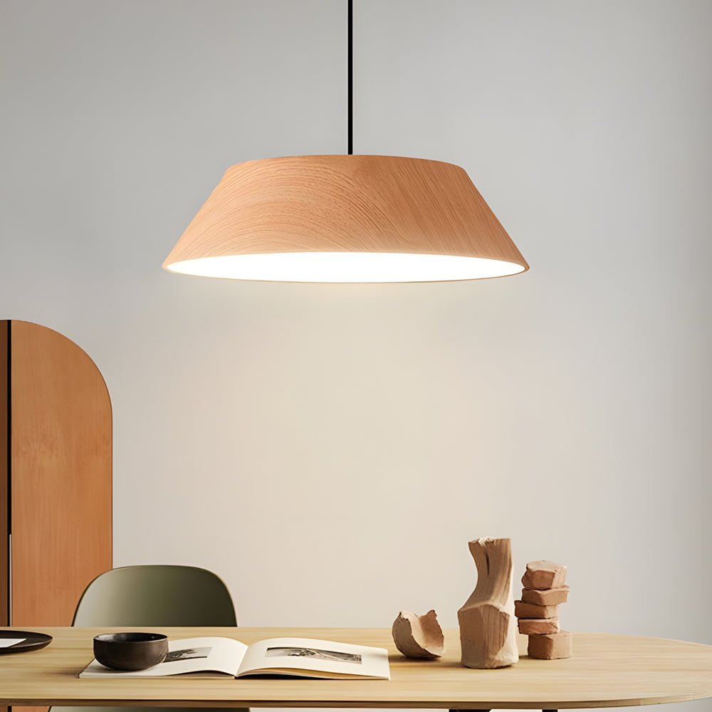 15.74 - Inch Round Wood Japanese Style LED Pendant Light