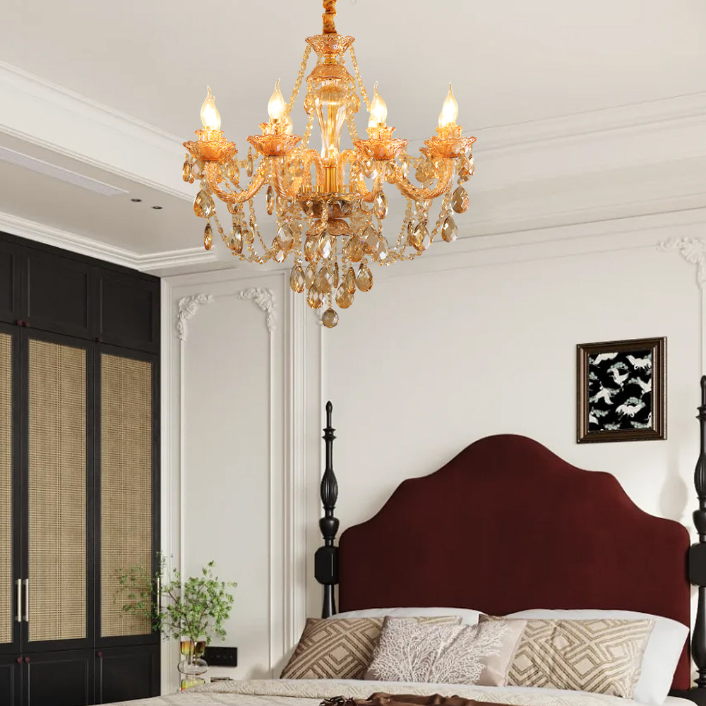 Luxury Glass Crystal Candlelight Retro European Style Chandelier