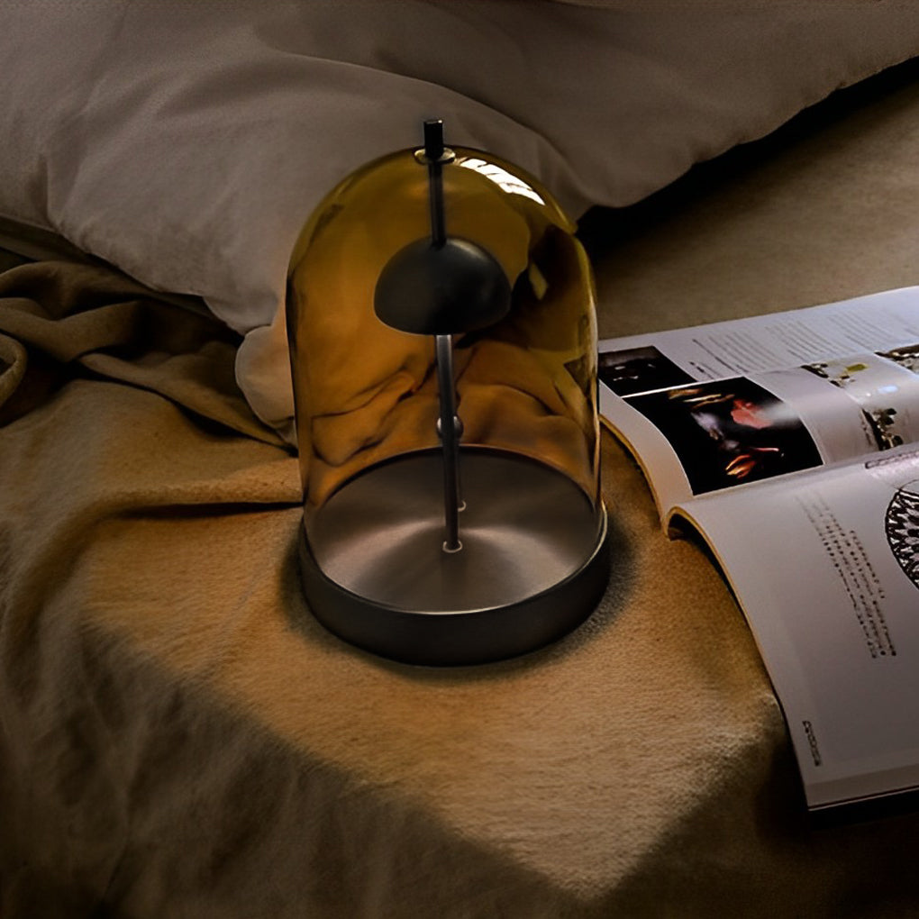 DIY Cylindrical Dome Detachable Glass Table Lamp Battery Touch Dimming Decorative Ambient Light