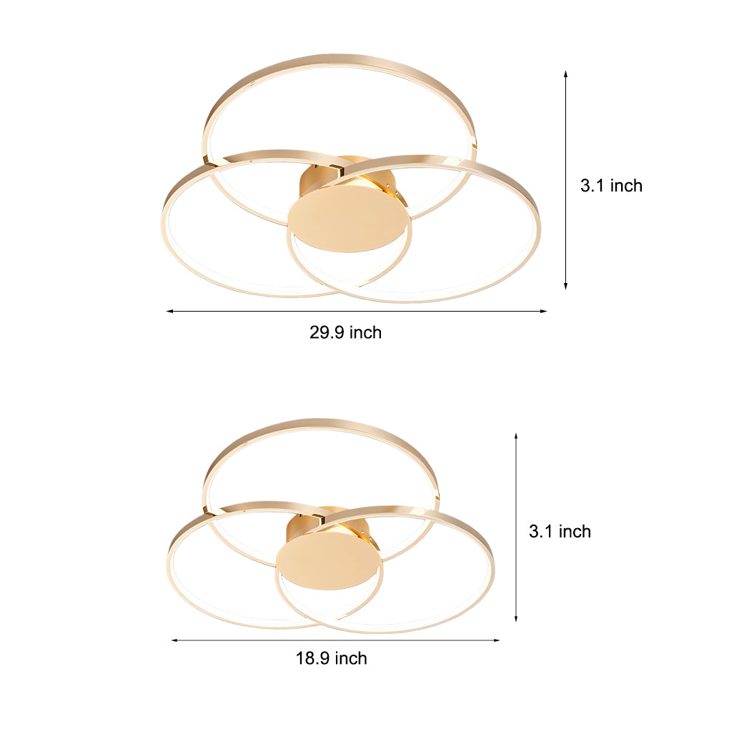 Three Rings Stepless Dimming Electroplated Metal Nordic Ceiling Lights