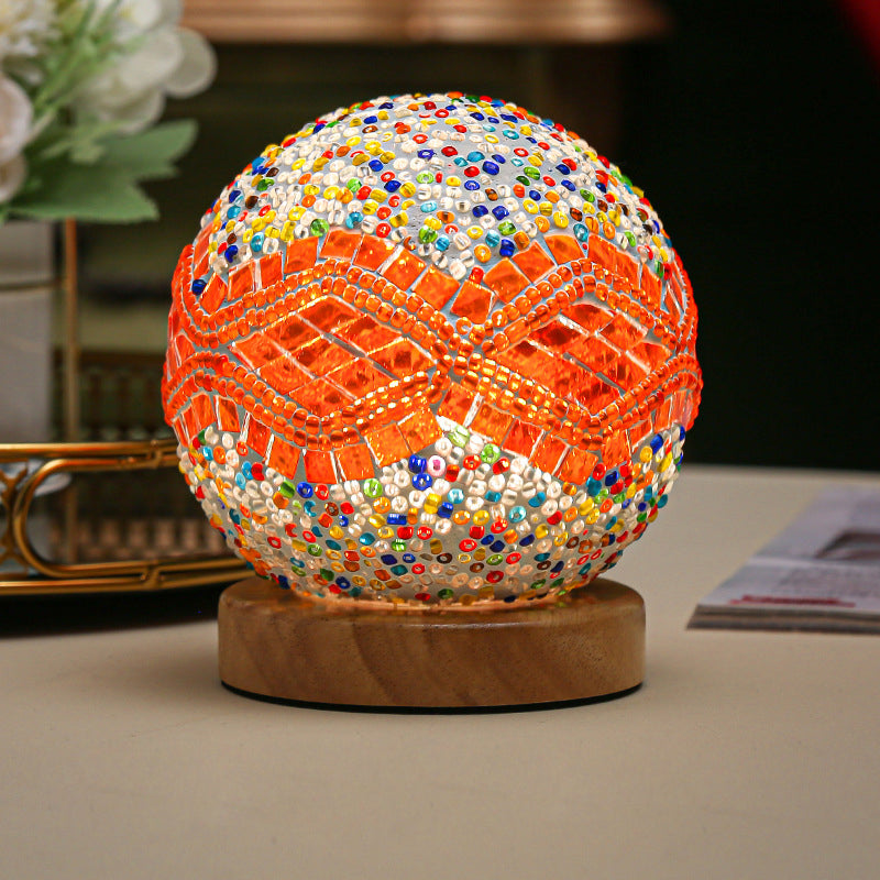 3.9'' Spherical LED Dimmable Glass Bohemian Baroque table lamp Mosaic Night Light