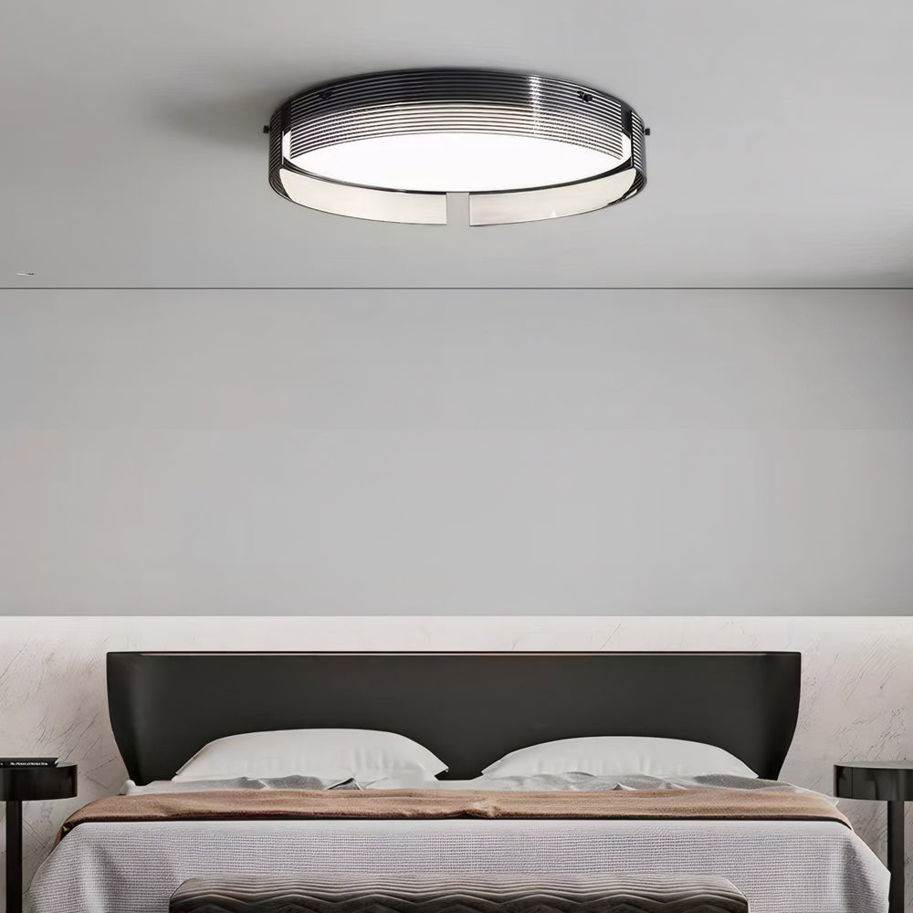 16.5/20.5 - in Round Black Stripe Glass LED Flush Mount Light