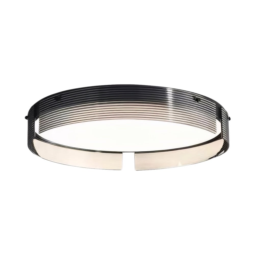 16.5/20.5 - in Round Black Stripe Glass LED Flush Mount Light
