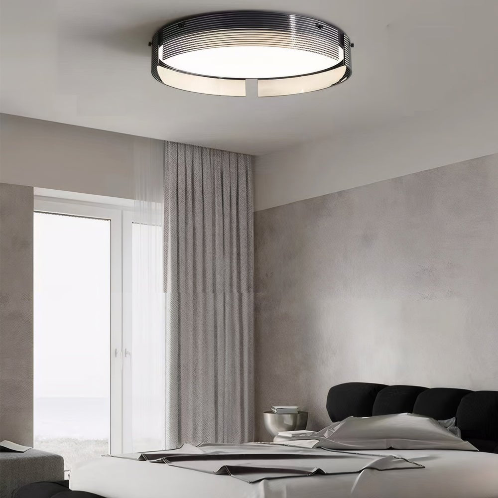 16.5/20.5 - in Round Black Stripe Glass LED Flush Mount Light