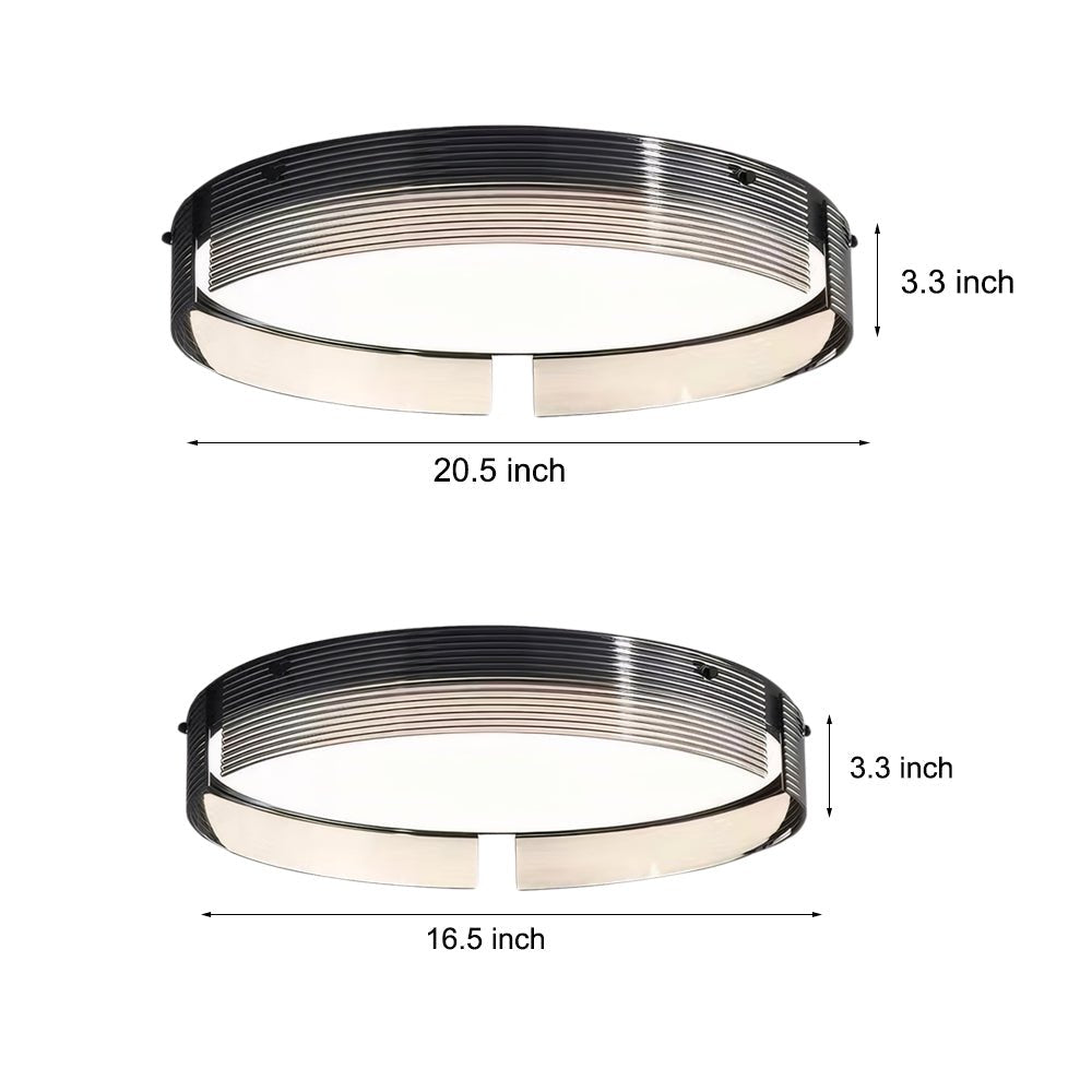 16.5/20.5 - in Round Black Stripe Glass LED Flush Mount Light