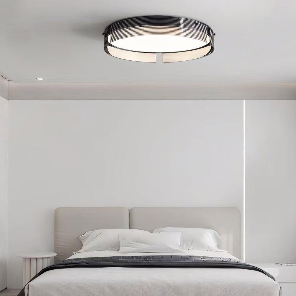 16.5/20.5 - in Round Black Stripe Glass LED Flush Mount Light