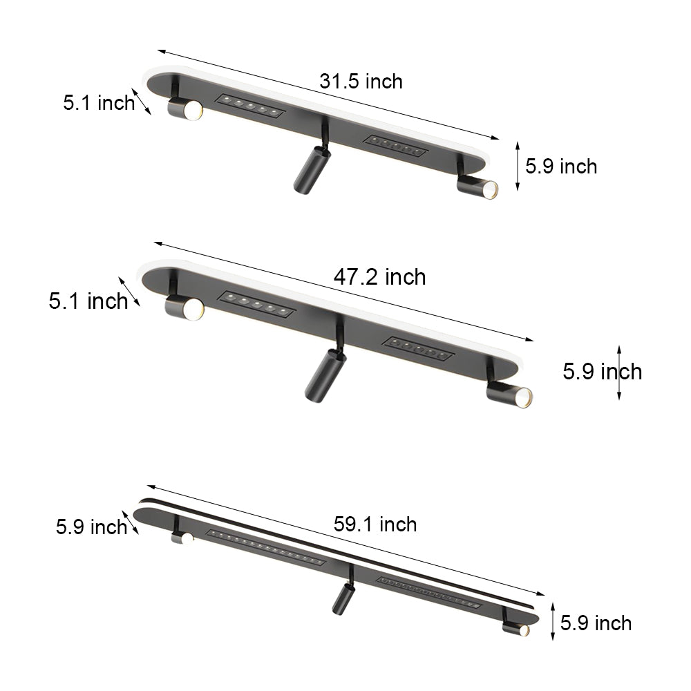 Long Aluminum 3 Step Dimming Modern Ceiling Lights Adjustable Spotlights