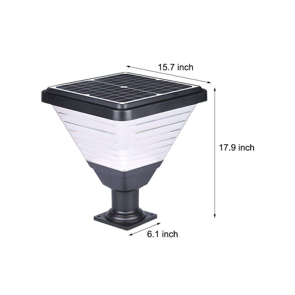 17.9 - Inch Black Square Solar LED Pier Mount Post Light