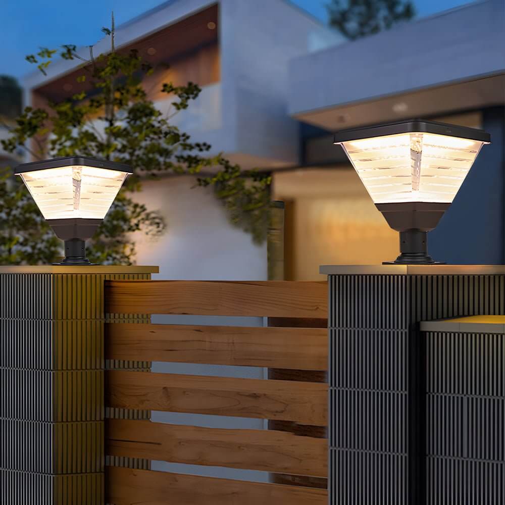 17.9 - Inch Black Square Solar LED Pier Mount Post Light