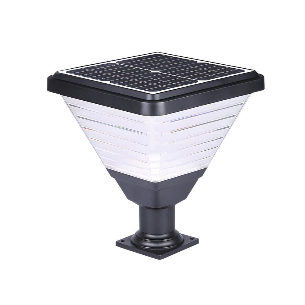 17.9 - Inch Black Square Solar LED Pier Mount Post Light