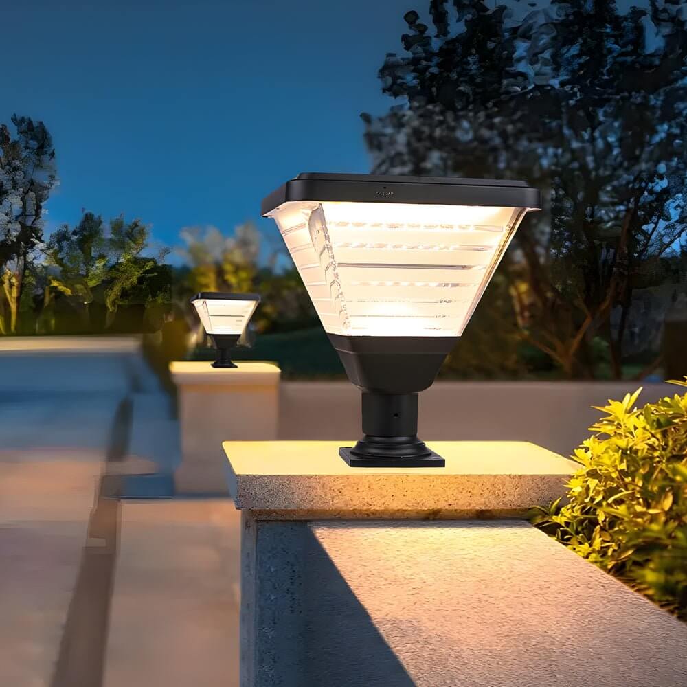 17.9 - Inch Black Square Solar LED Pier Mount Post Light