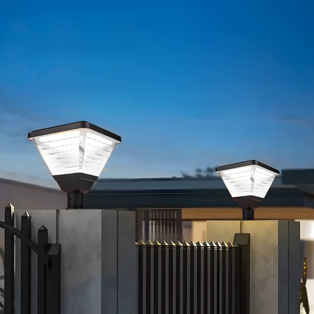 17.9 - Inch Black Square Solar LED Pier Mount Post Light