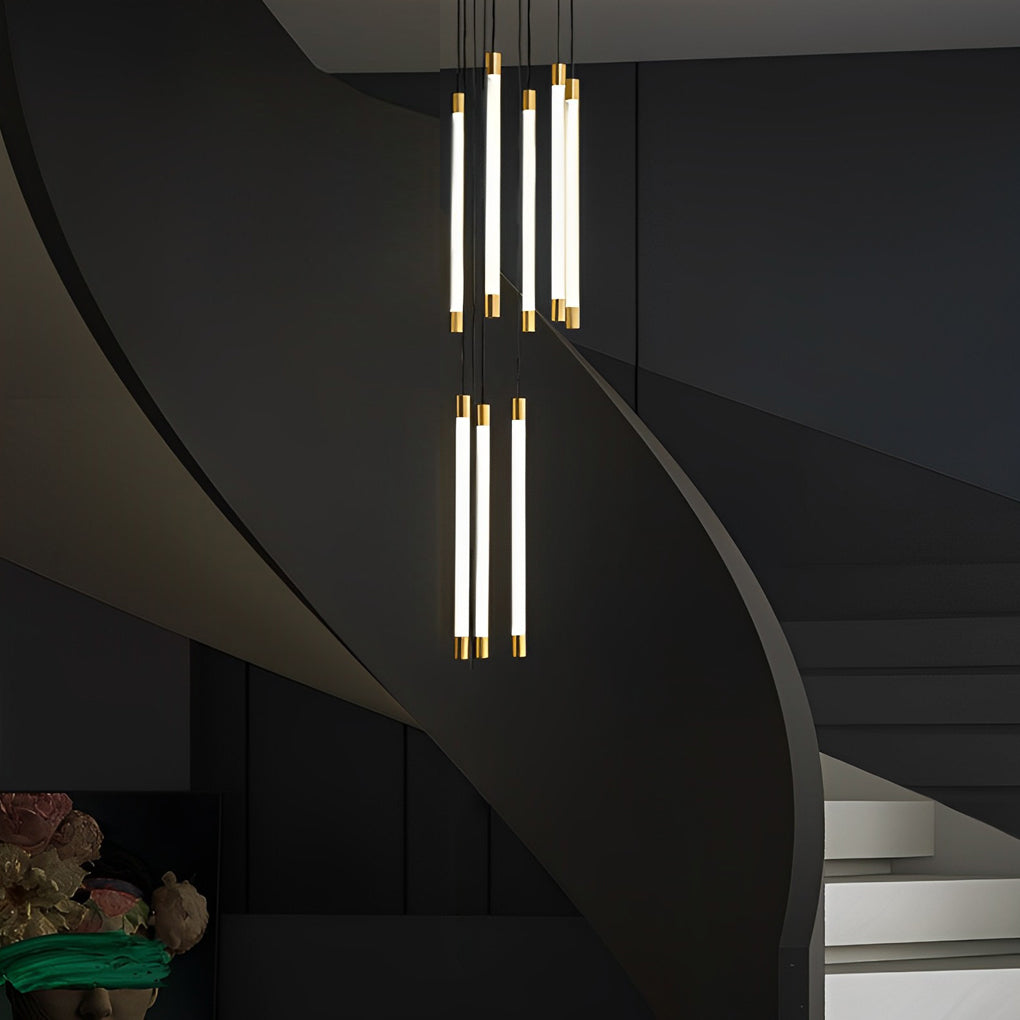 Spiral Creative Long Tube LED Modern Duplex Staircase Chandeliers Ceiling Light