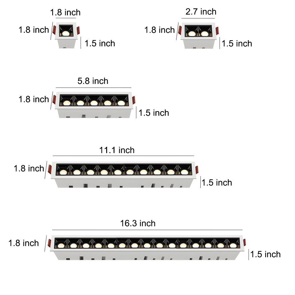 Modern LED Linear Recessed Ceiling Downlight, 1/2/5/10/15-Light