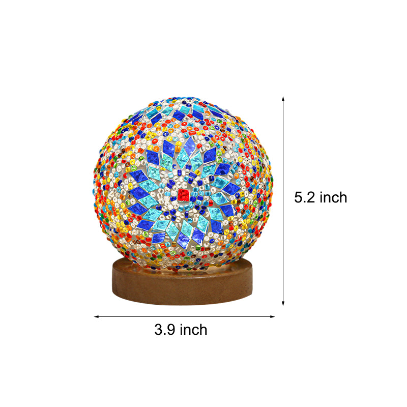 3.9'' Spherical LED Dimmable Glass Bohemian Baroque table lamp Mosaic Night Light