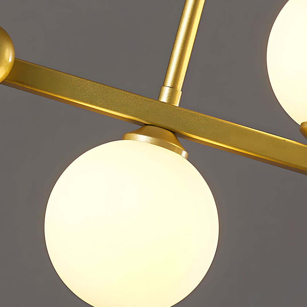 6/8-Light 3step Dimming Glass Ball LED Long Dining Room Chandelier