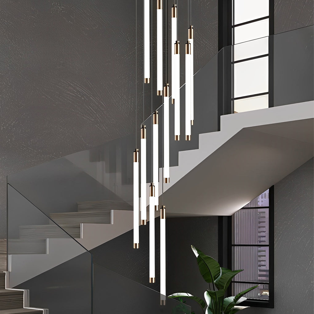 Spiral Creative Long Tube LED Modern Duplex Staircase Chandeliers Ceiling Light