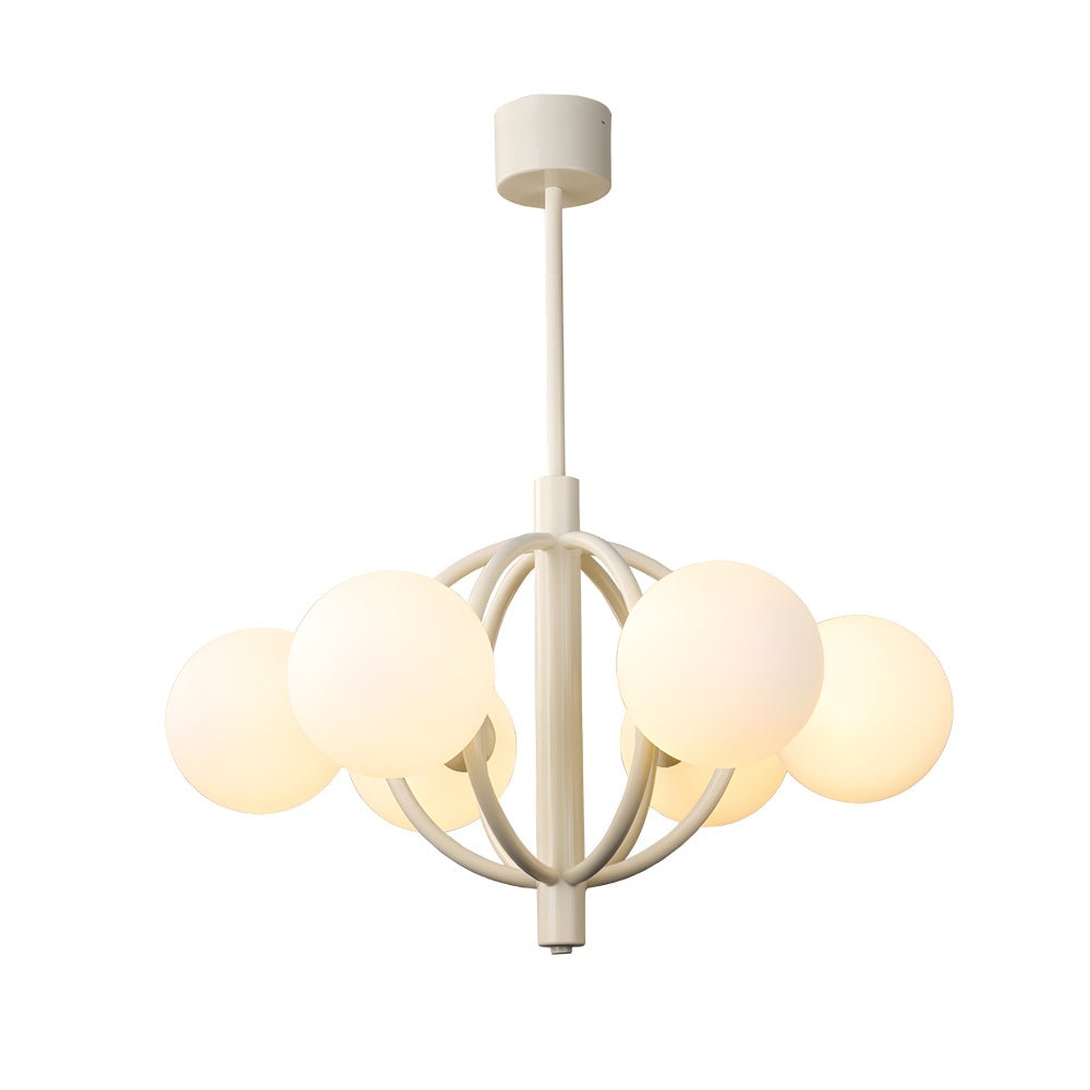 19.68 - In. Midcentury 6 - Light Beige Glass Sphere Chandelier
