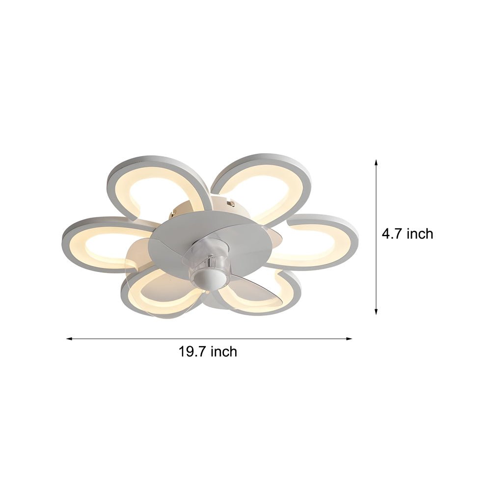 19.7 in. 6 - Speed White Flush Mount Flower Ceiling Fan Light