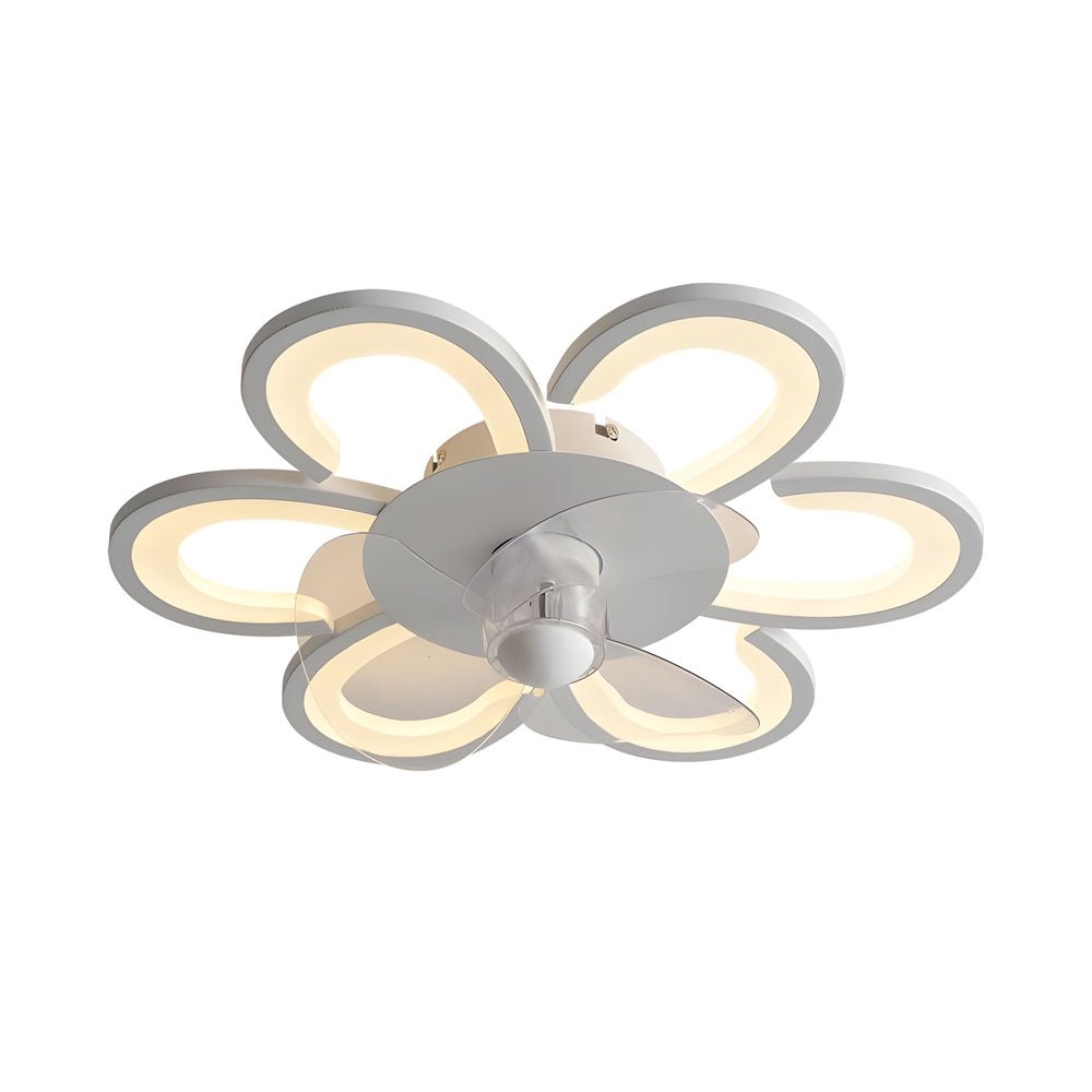 19.7 in. 6 - Speed White Flush Mount Flower Ceiling Fan Light