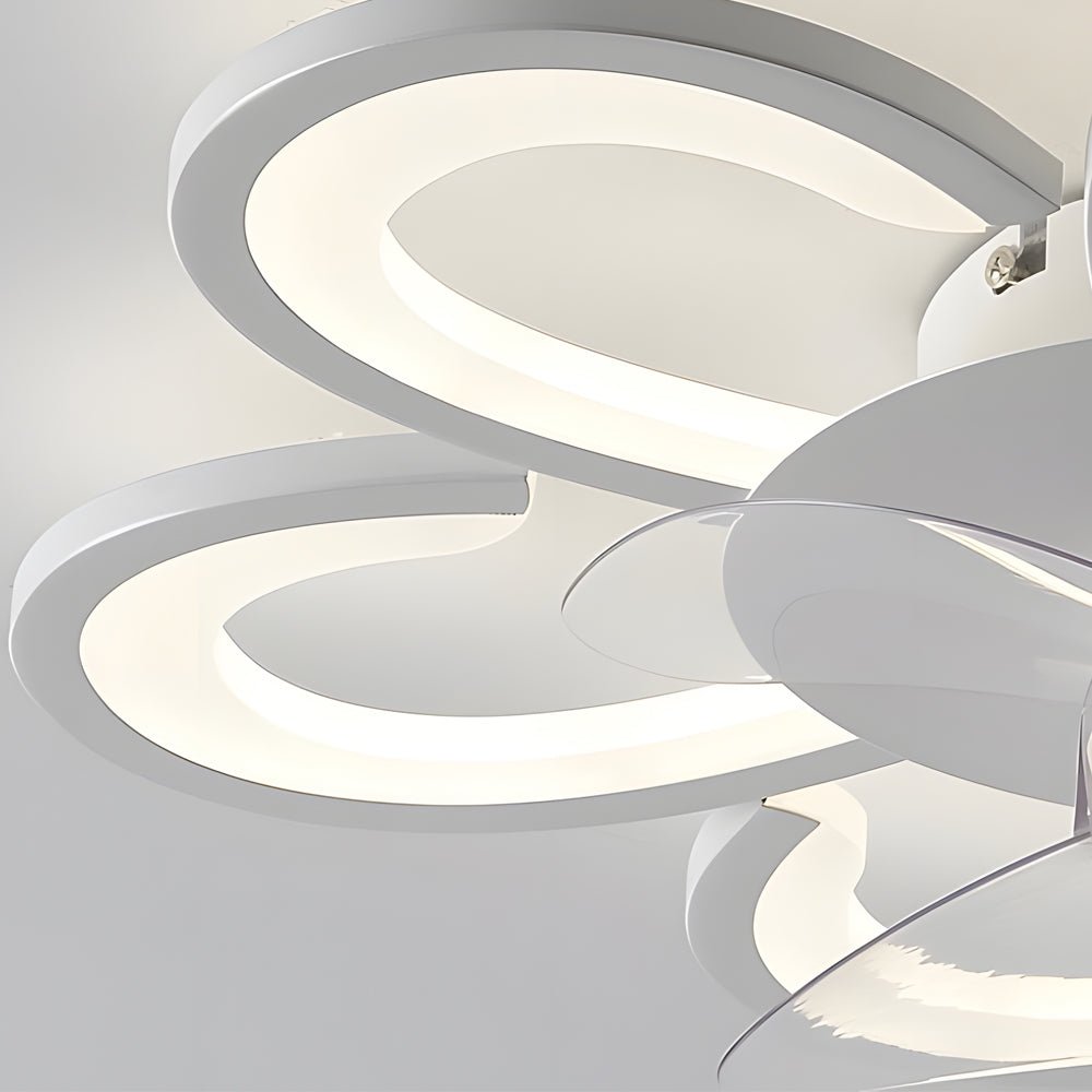 19.7 in. 6 - Speed White Flush Mount Flower Ceiling Fan Light