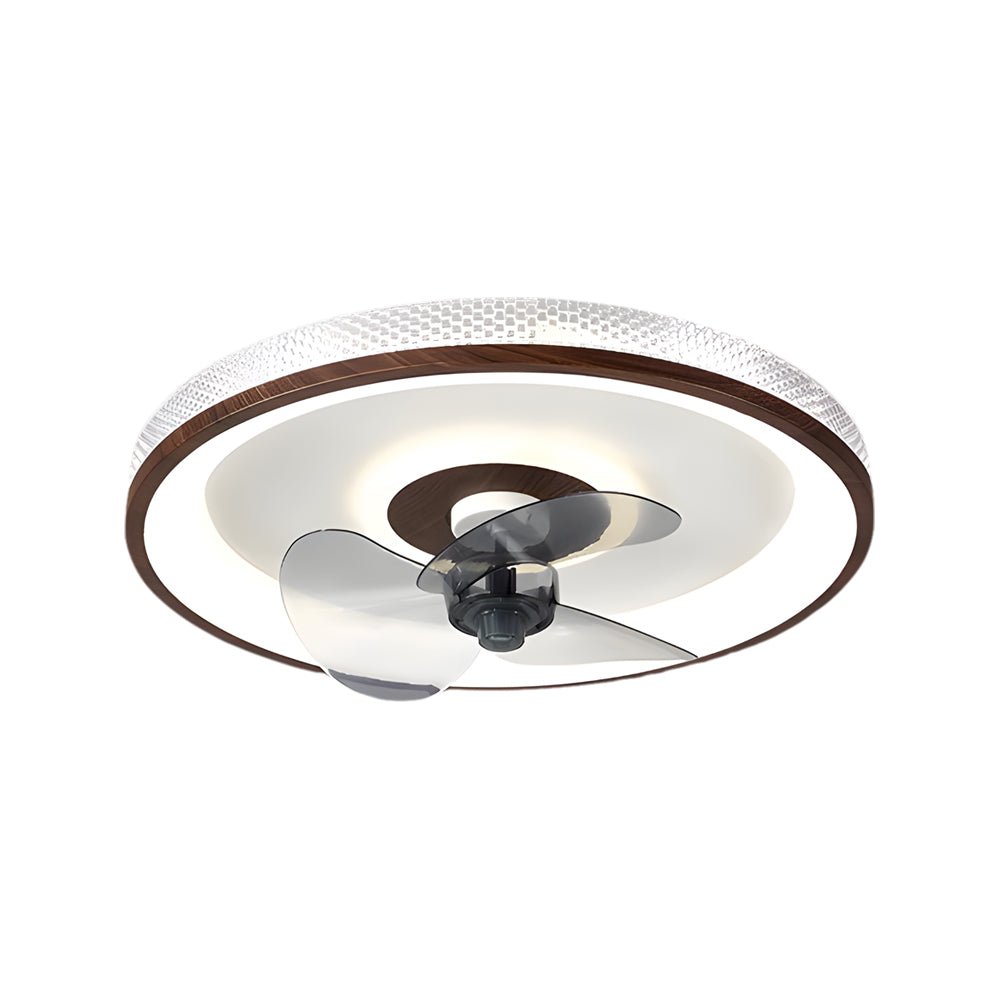 19.7 - in Walnut 6 - Speed Flush Mount Ceiling Fans With LED Light and Remote