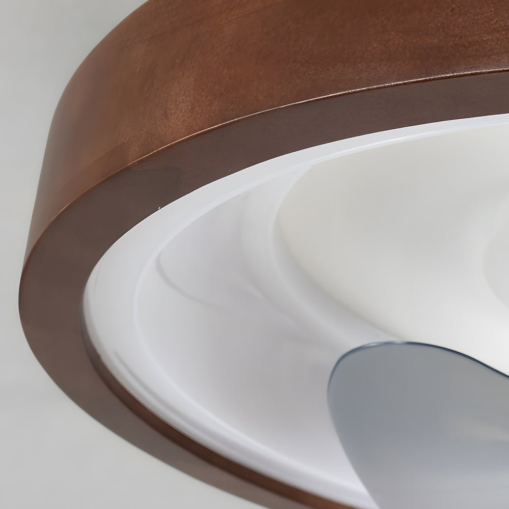 19.7 - in Walnut 6 - Speed Flush Mount Ceiling Fans With LED Light and Remote