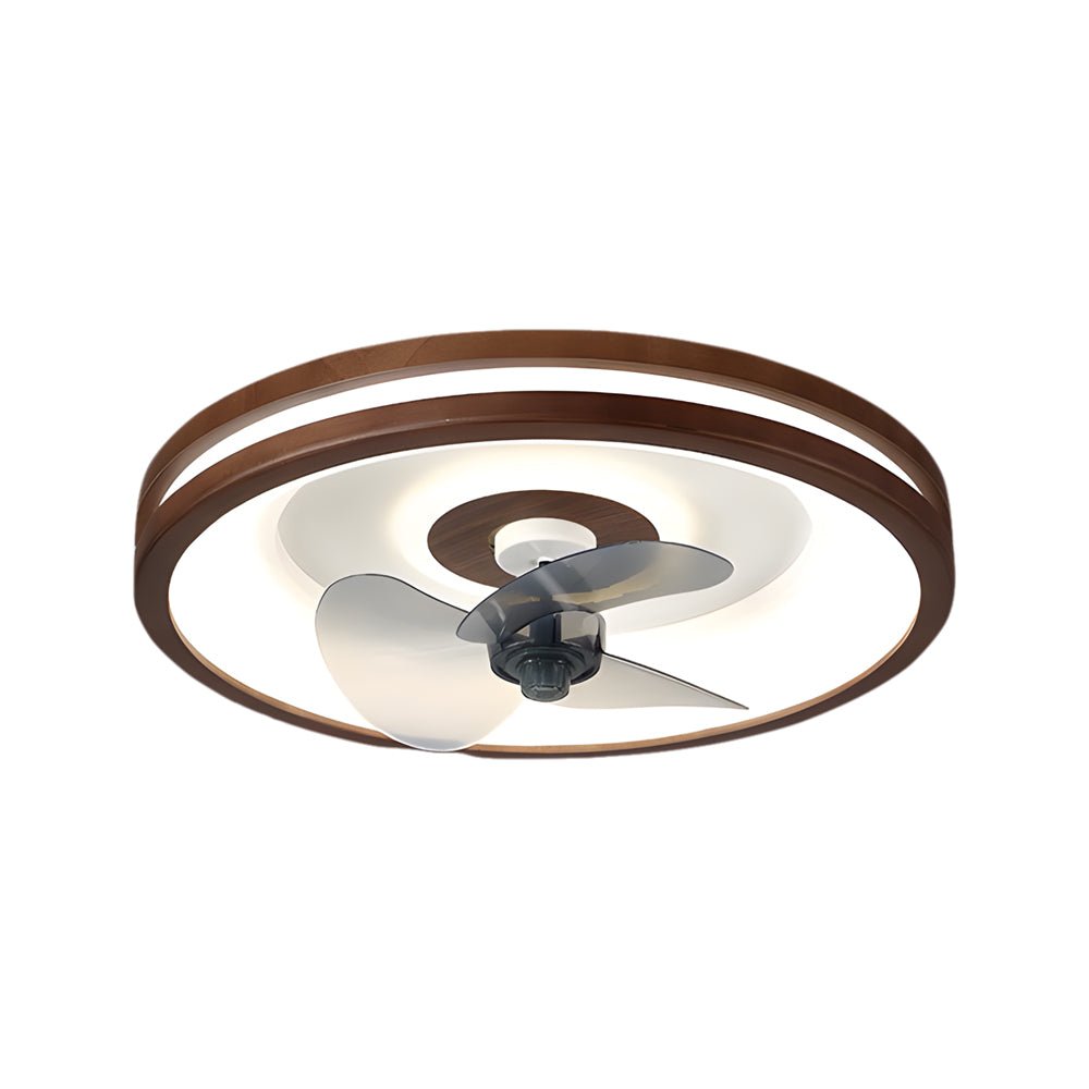 19.7 - in Walnut 6 - Speed Flush Mount Ceiling Fans With LED Light and Remote