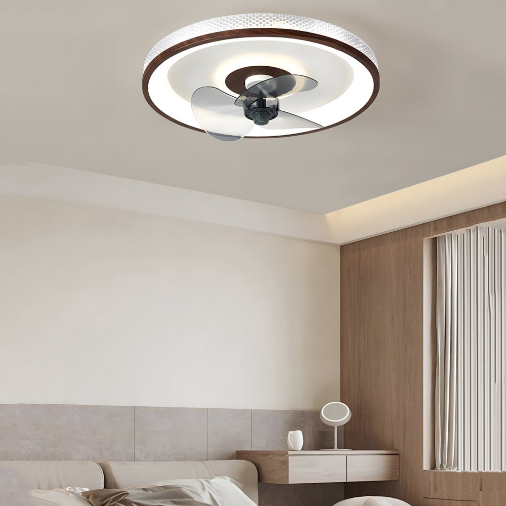 19.7 - in Walnut 6 - Speed Flush Mount Ceiling Fans With LED Light and Remote