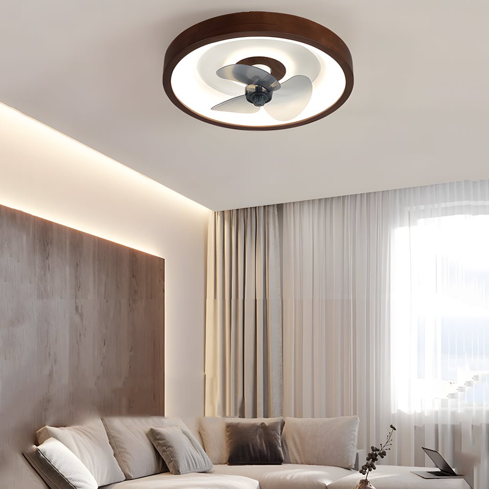 19.7 - in Walnut 6 - Speed Flush Mount Ceiling Fans With LED Light and Remote