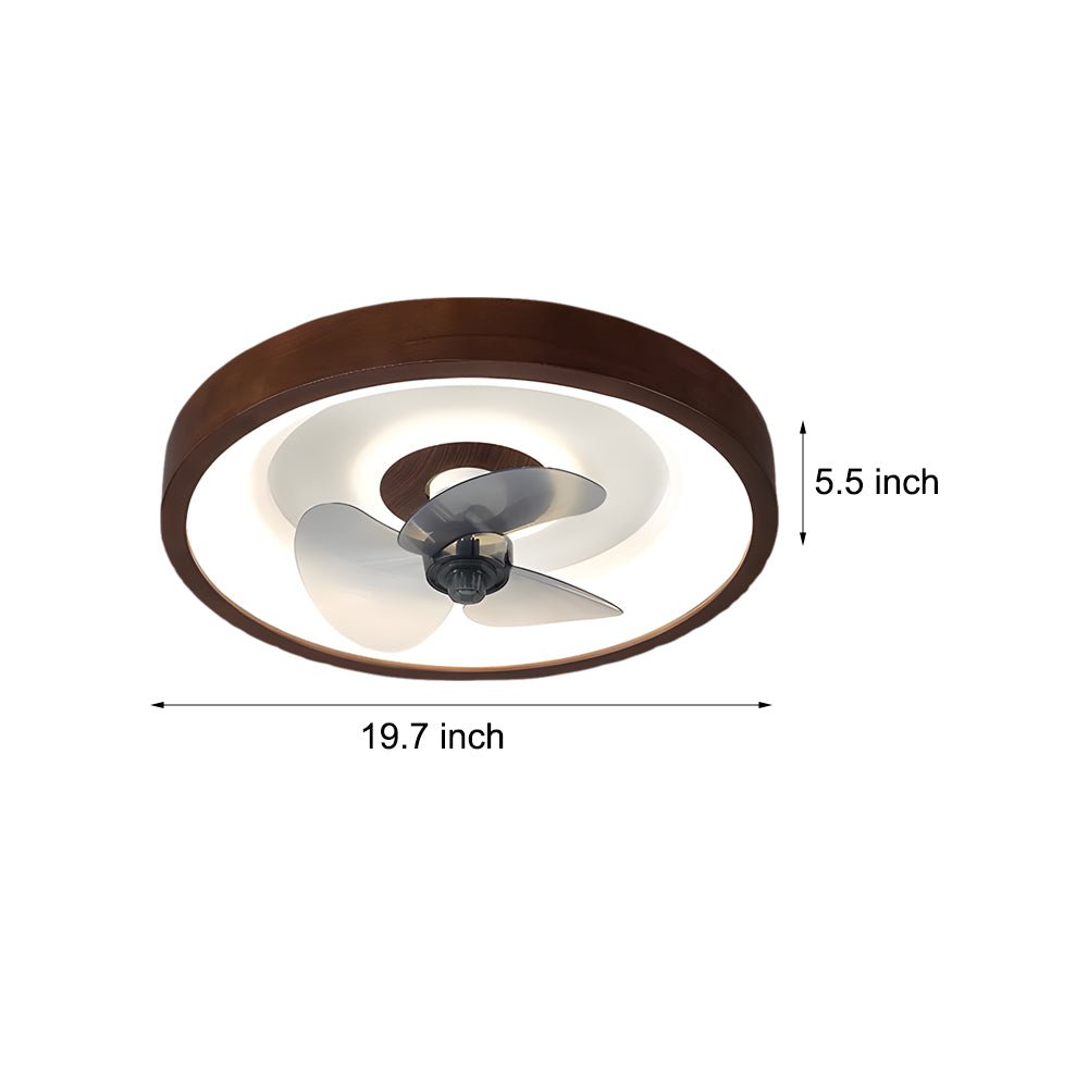 19.7 - in Walnut 6 - Speed Flush Mount Ceiling Fans With LED Light and Remote