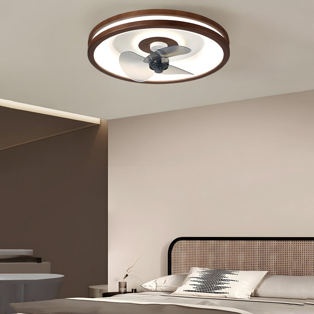 19.7 - in Walnut 6 - Speed Flush Mount Ceiling Fans With LED Light and Remote