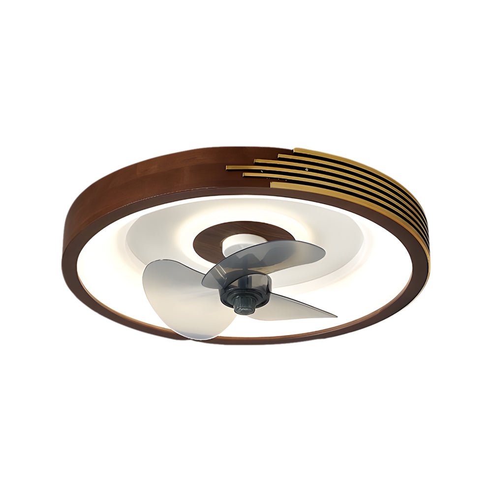 19.7 - in Walnut 6 - Speed Flush Mount Ceiling Fans With LED Light and Remote