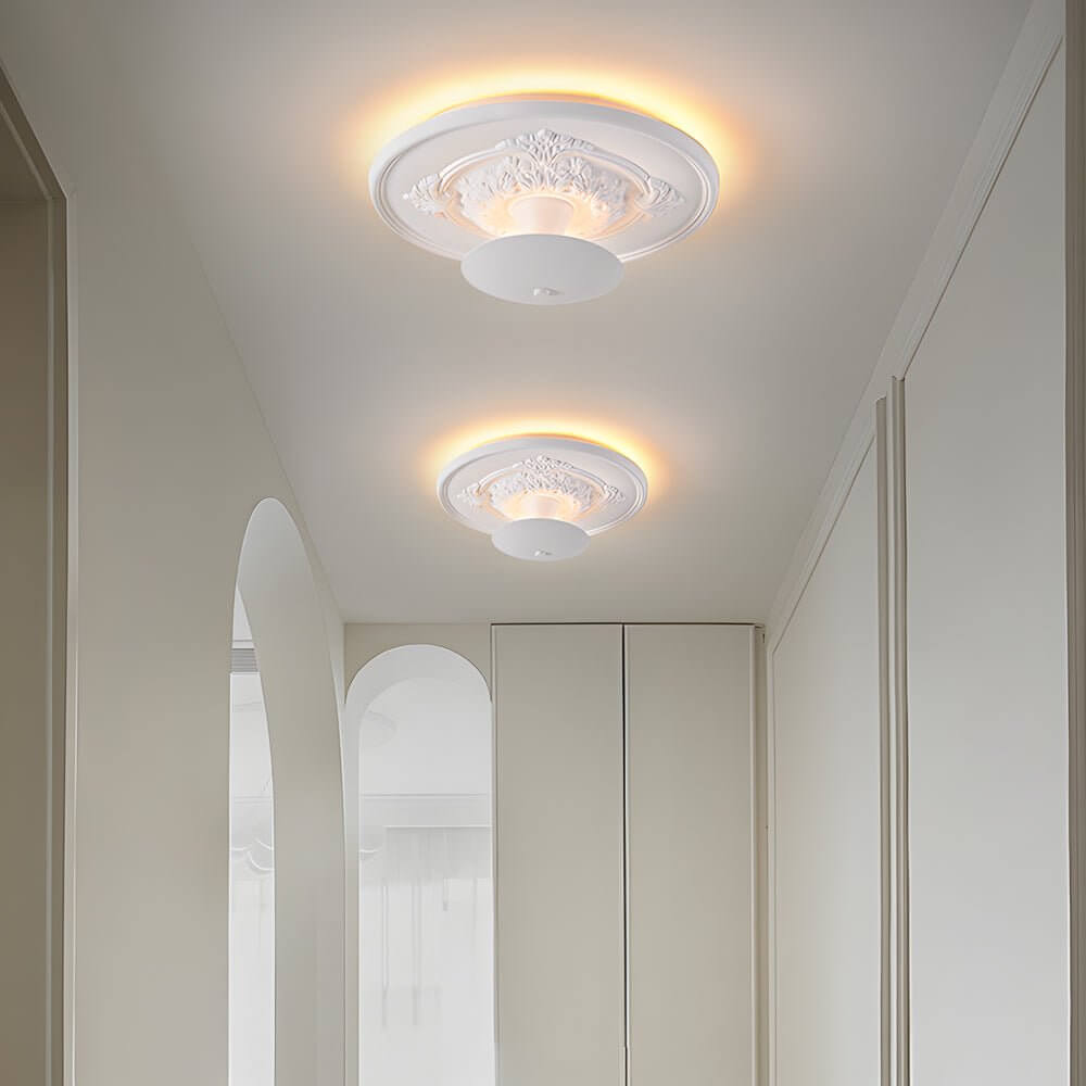 19.7 - inch Round Gypsum Relief Dimmable LED Flush Mount Ceiling Light