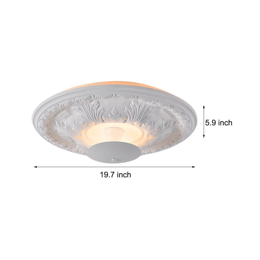 19.7 - inch Round Gypsum Relief Dimmable LED Flush Mount Ceiling Light