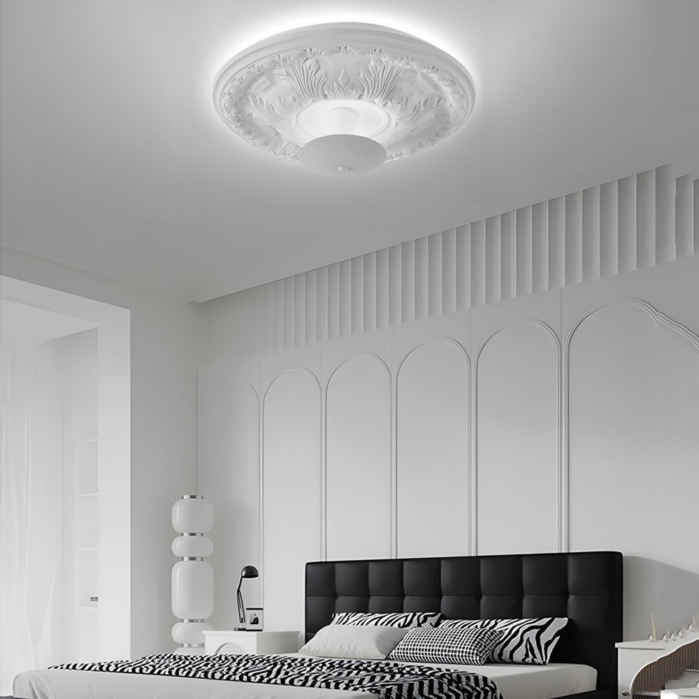 19.7 - inch Round Gypsum Relief Dimmable LED Flush Mount Ceiling Light