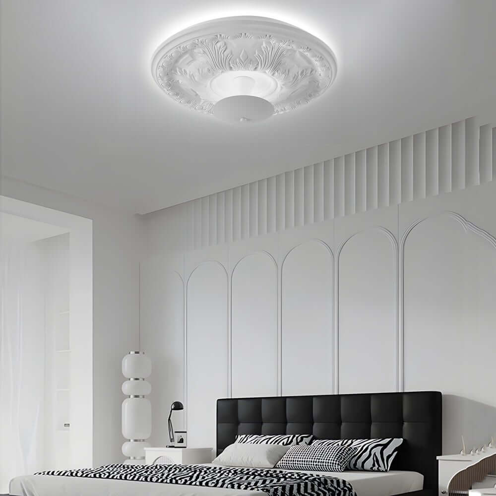 19.7 - inch Round Gypsum Relief Dimmable LED Flush Mount Ceiling Light