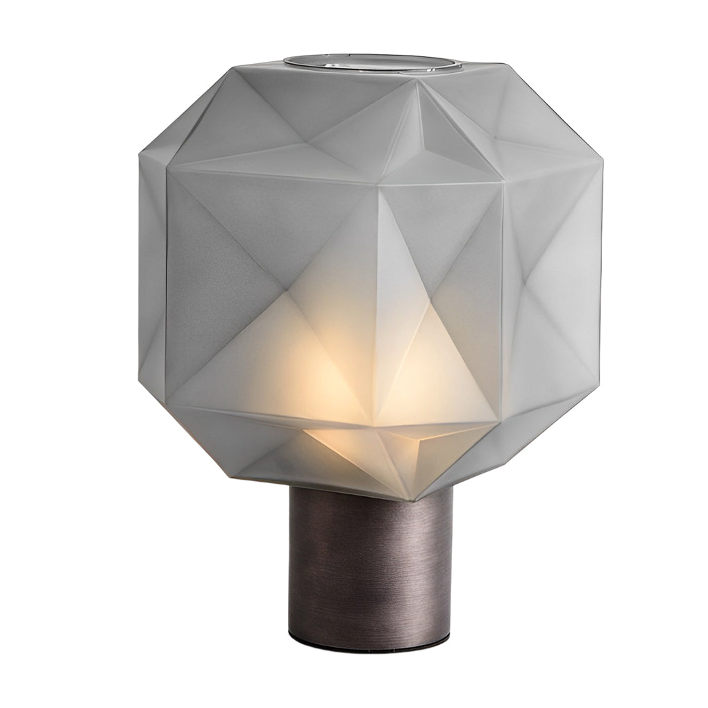 1-Light Cubo Table Lamp with Smoke Gray Novelty Glass Shade Bedroom Light