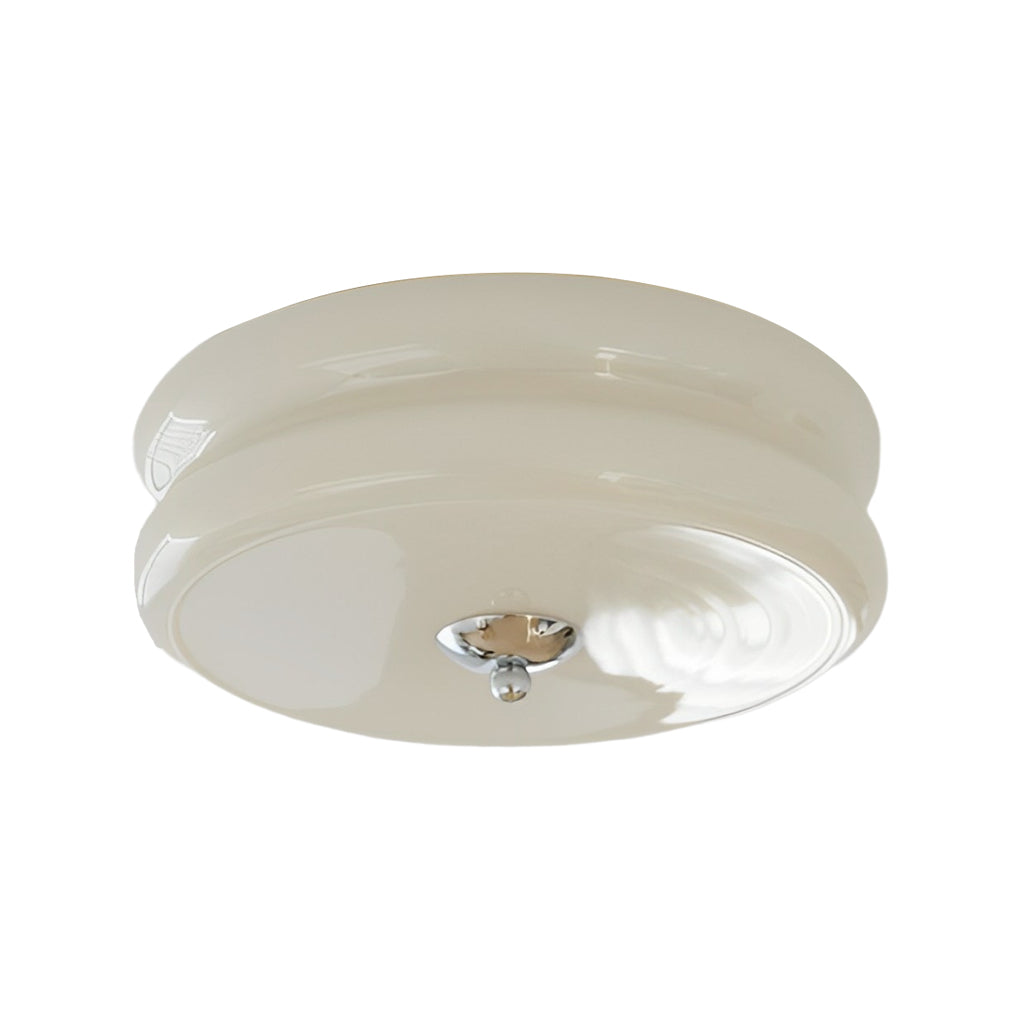 Round Glass Drum Three Step Dimming LED Nordic Ceiling Light Fixture