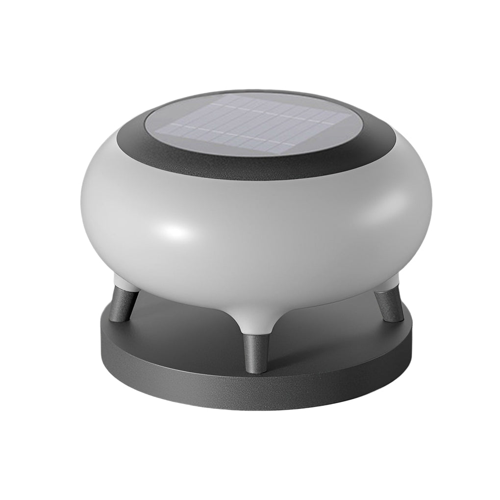 Round Drum Waterproof IP65 LED Black Modern Solar Fence Post Lights