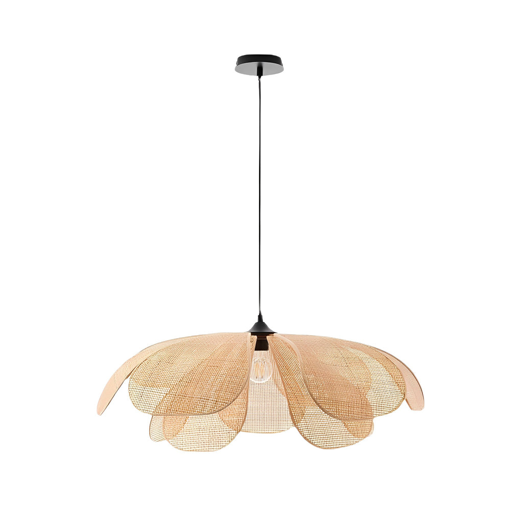 Creative Rattan Flower Petals Three Step Dimming Japanese Style Chandelier