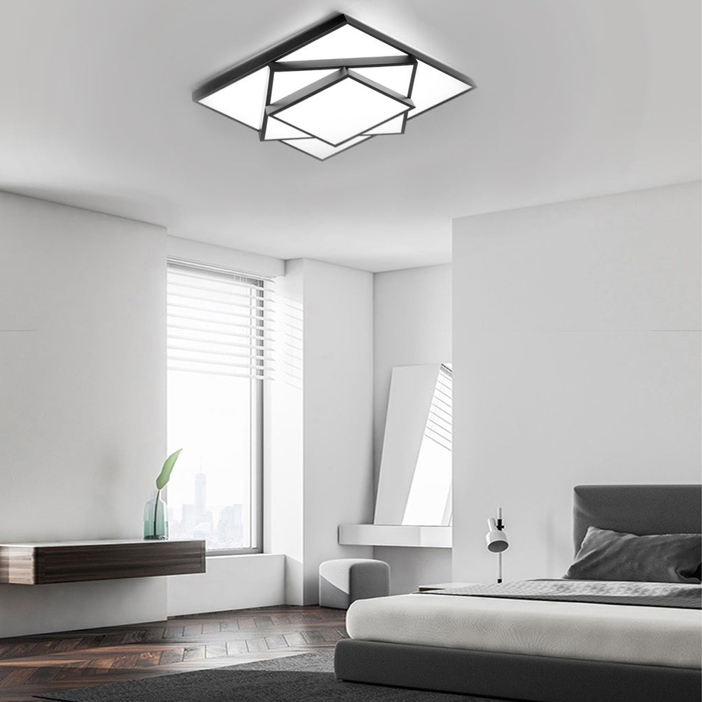 Overlapping Square Design Dimmable LED Modern Flush Mount Ceiling Light