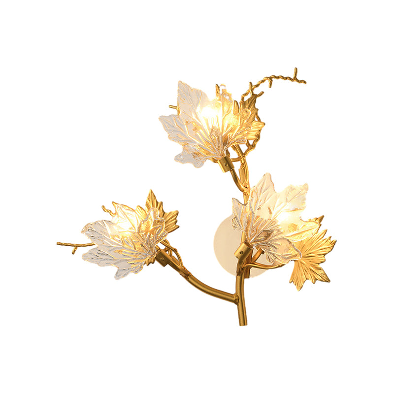 Maple Leaves Glass Three Step Dimming Artistic Luxury Postmodern Wall Lamp