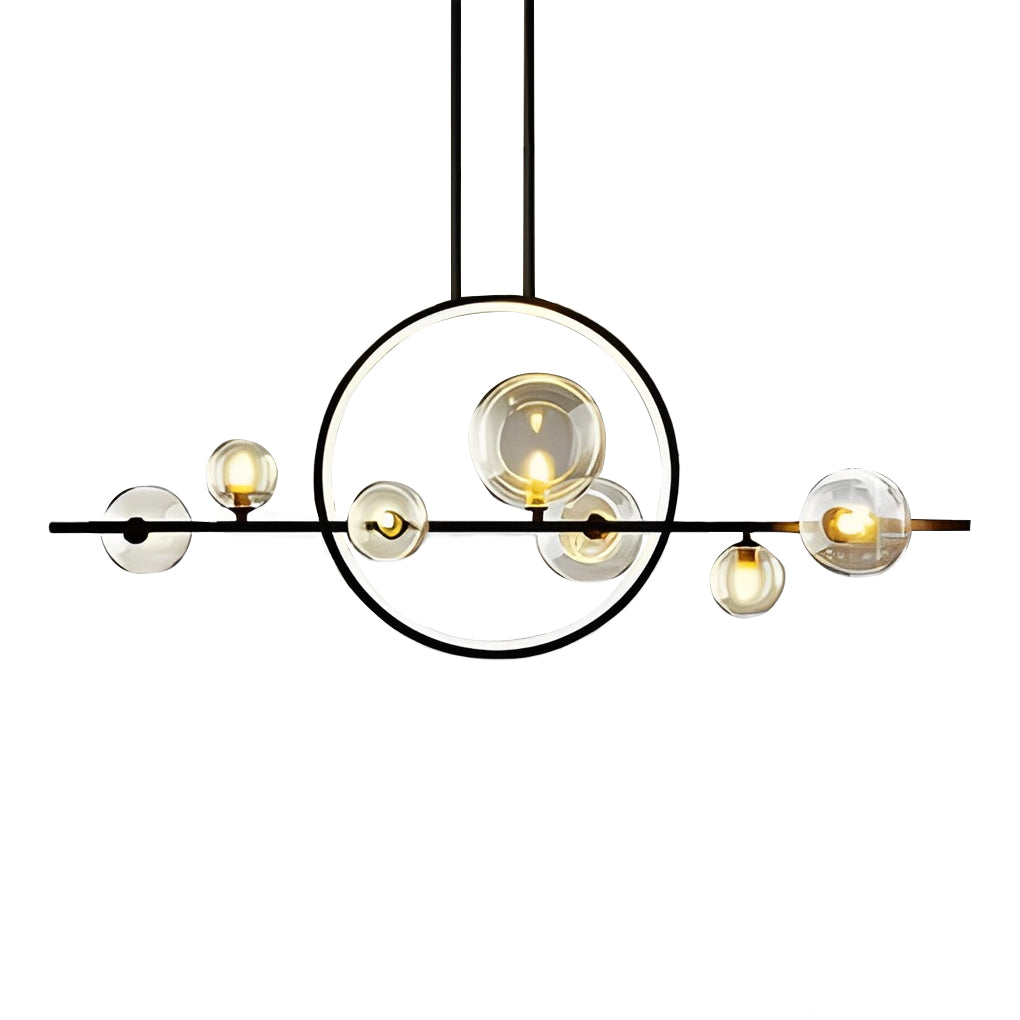 Moon Glass Bubbles LED Black Postmodern Dining Room Chandeliers