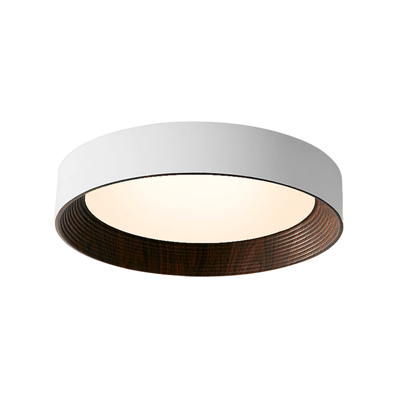 Round Iron Three Step Dimming Modern Wood Texture LED Ceiling Lights Fixture