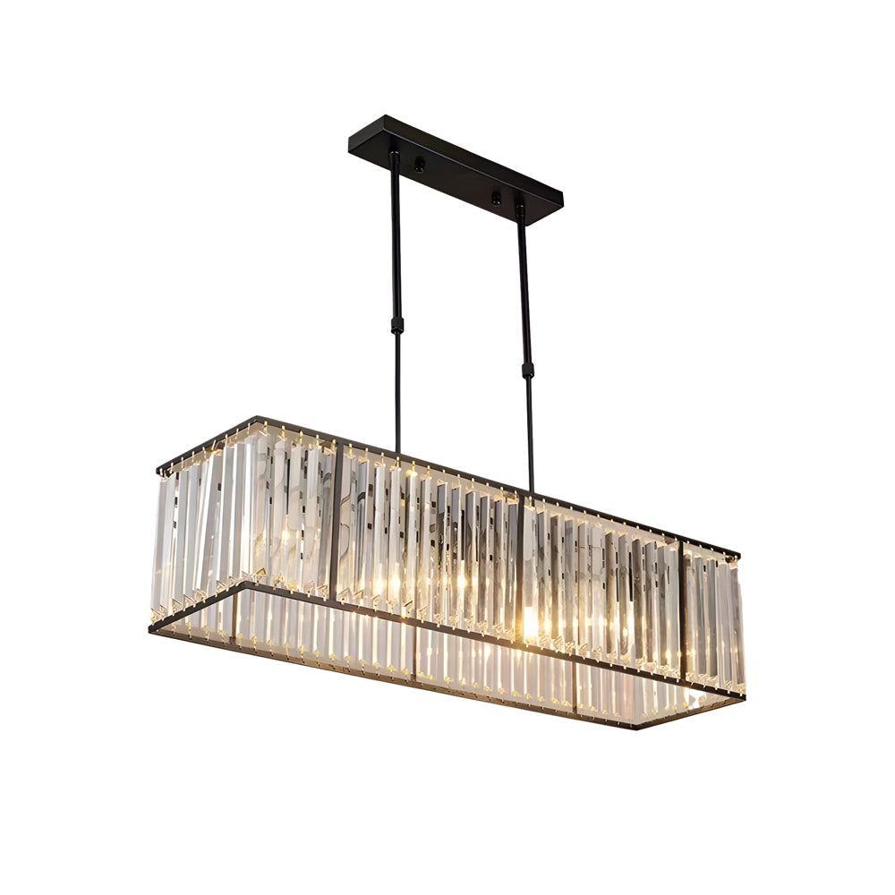 4-Light Dimmable Kitchen Island Crystal Rectangle Chandelier